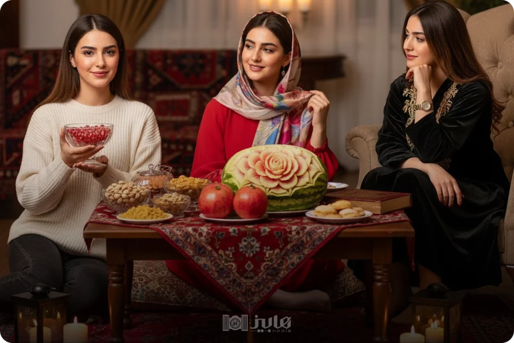  ژست دخترانه یلدایی با انار