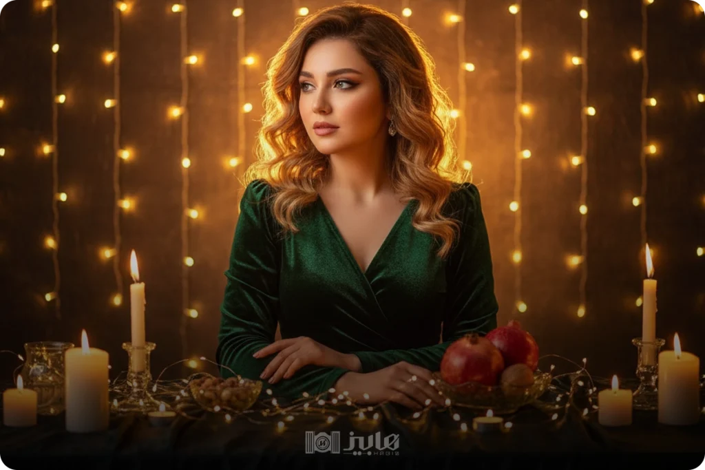  ژست دخترانه یلدایی با انار