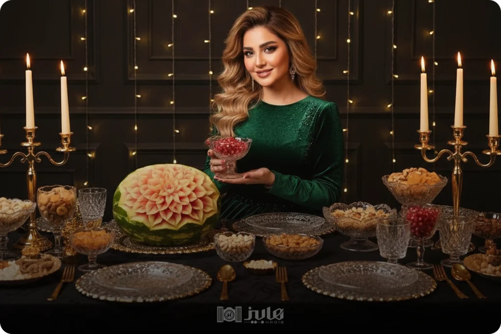  ژست دخترانه یلدایی با انار