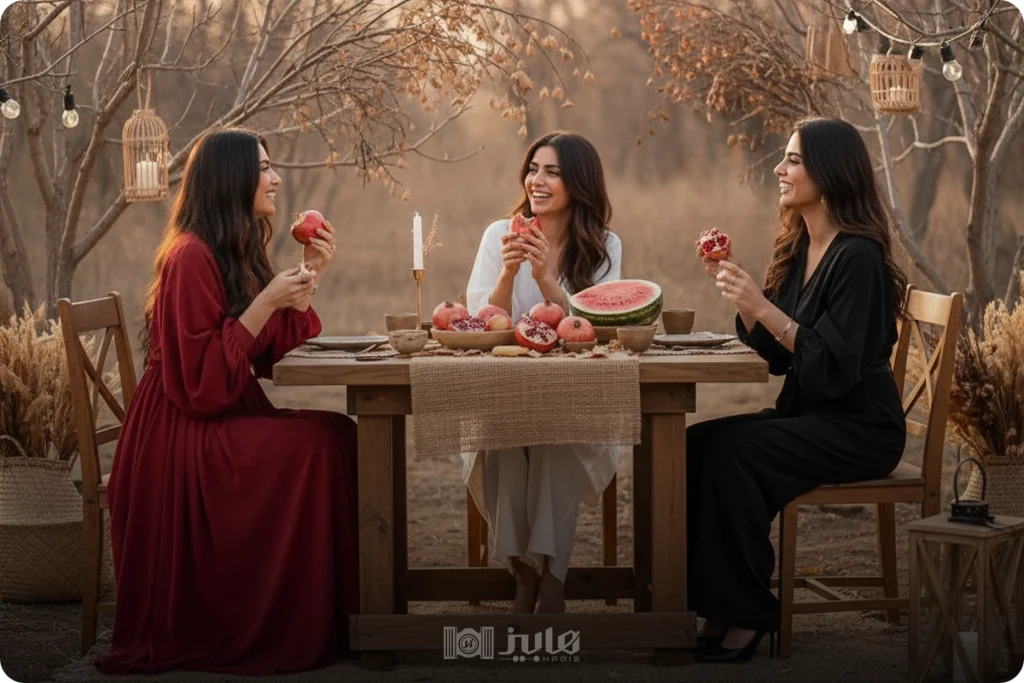  ژست دخترانه یلدایی با انار