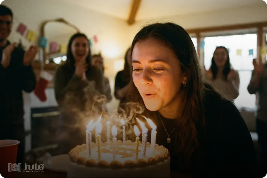 ژست فوت کردن شمع های روی کیک