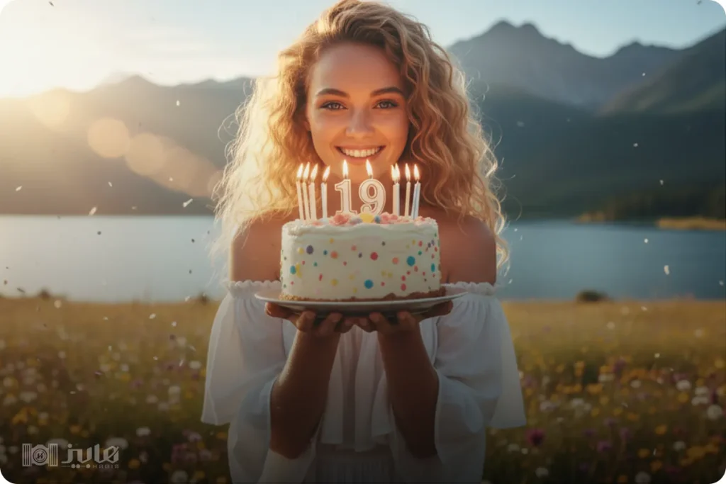 ژست گرفتن کیک نزدیک صورت