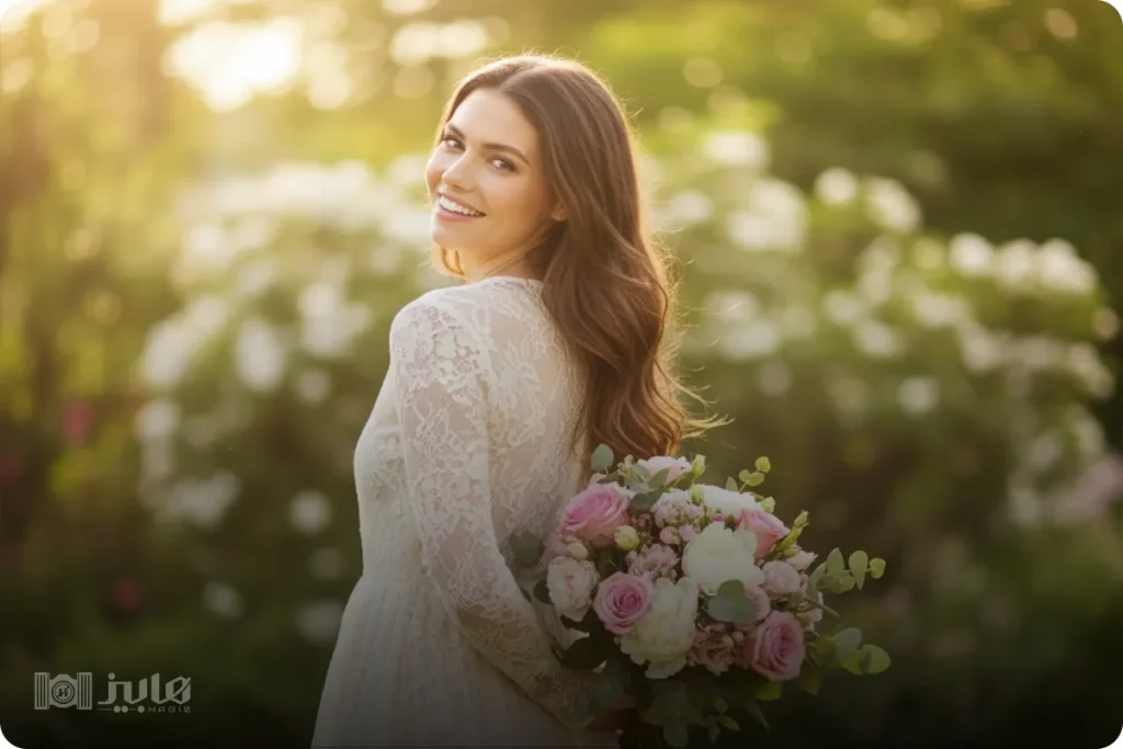 نگه داشتن دسته گل پشت سر