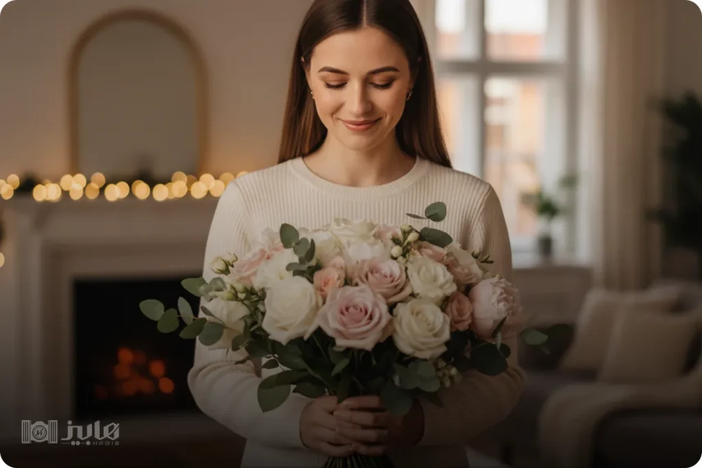 ژست عکاسی با دسته گل خواستگاری