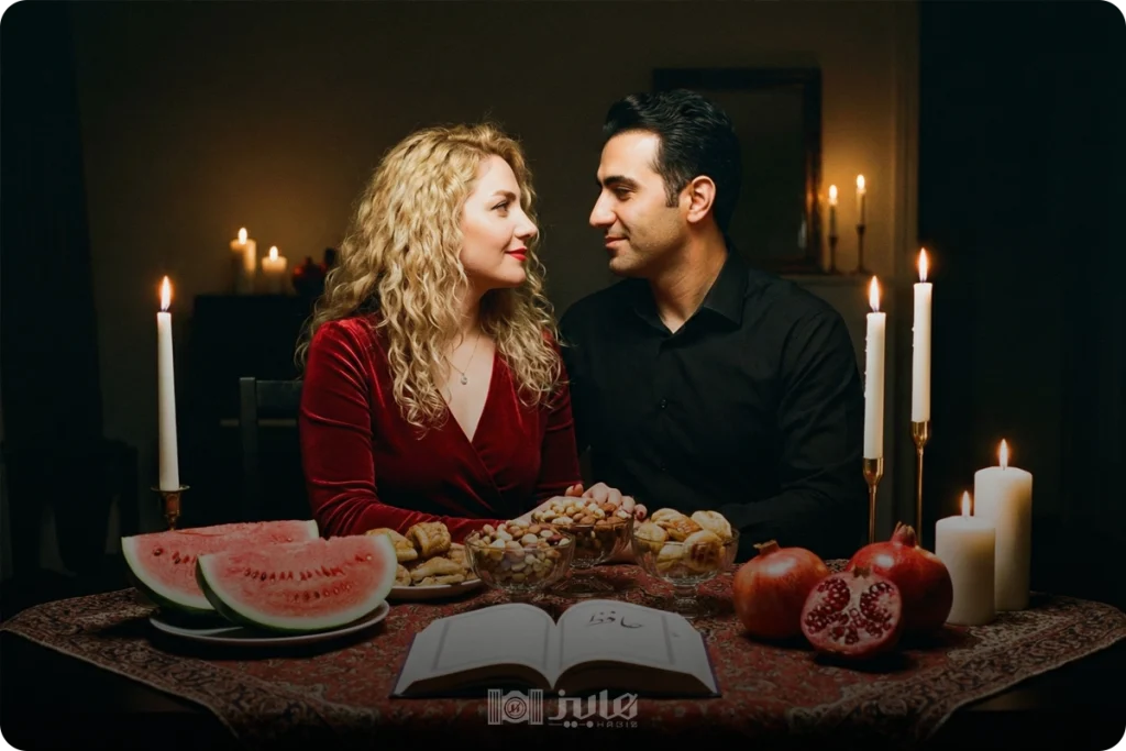  عکس عاشقانه یلدایی با نور شمع