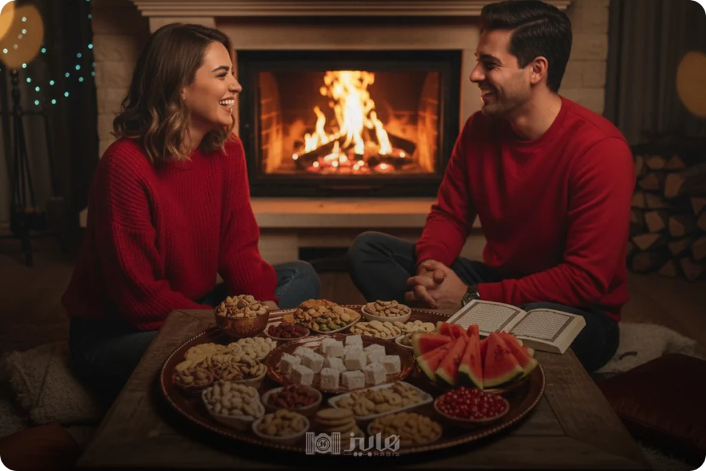 ژست شب‌نشینی کنار شومینه یا نور گرم