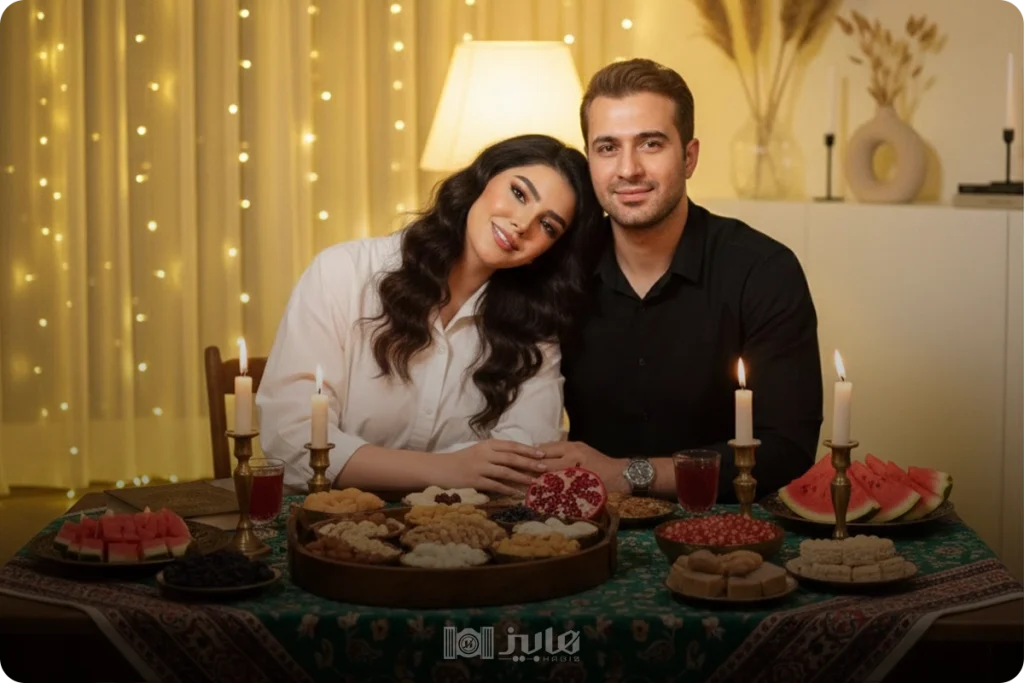 ژست دست‌ در‌ دست برای عکاسی عاشقانه شب یلدا