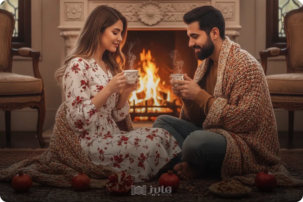 ژست عکس عاشقانه دونفره یلدایی 