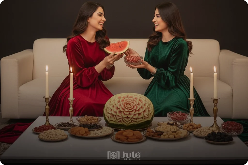 ژست دوستانه یا دو نفره برای عکاسی دخترانه شب یلدا