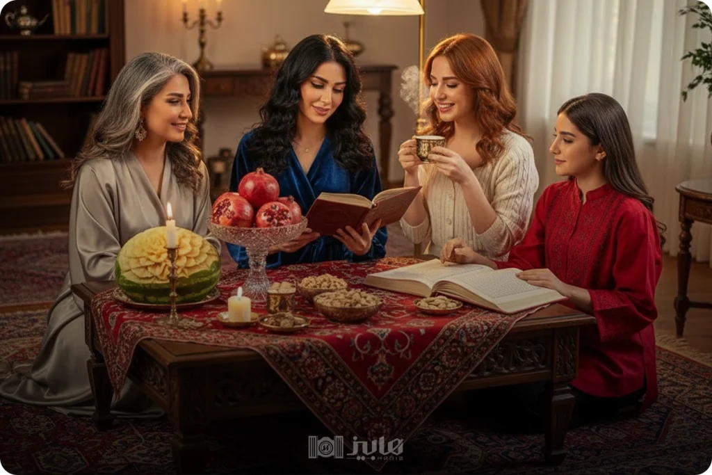 دکور کتاب‌محور و هنری برای عکاسی یلدا دخترانه